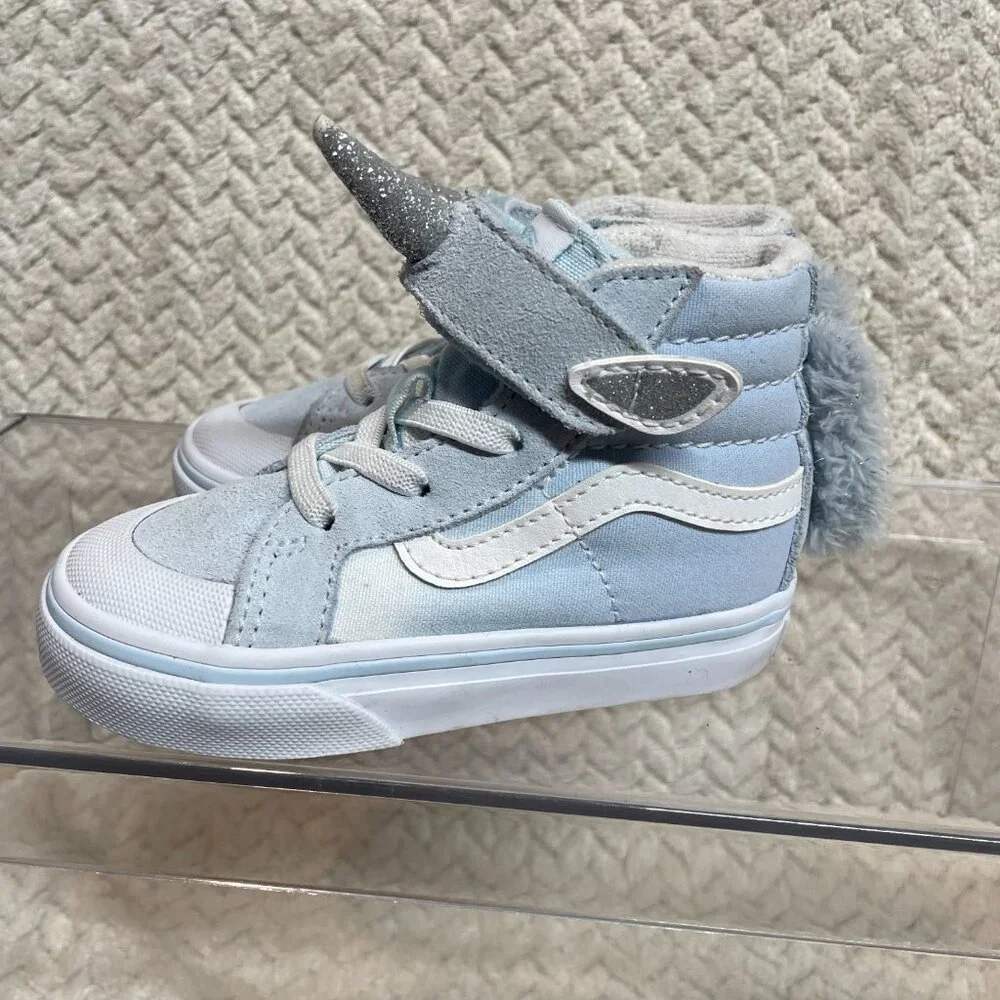 Vans Toddler Light Blue Silver Glitter Unicorn Sk8-Hi Size 6 Whimsical Fairycore - Picture 6 of 14